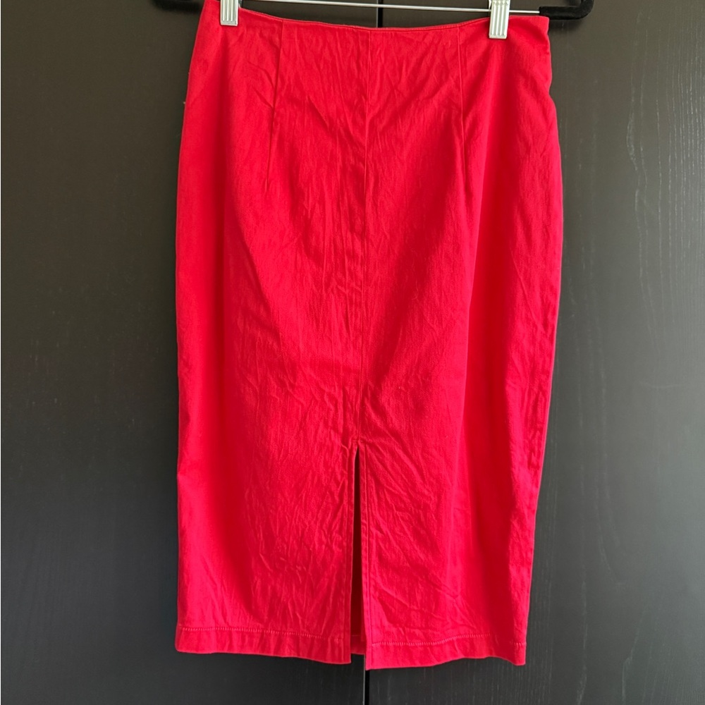 Vibrant Red Pencil Skirt for Women